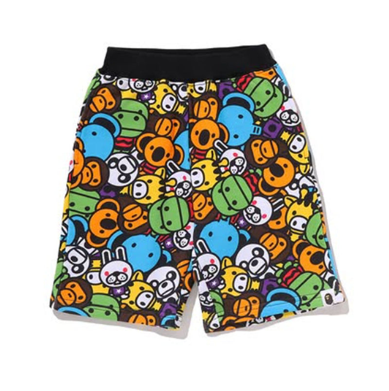 A BATHING APE BAPE KIDS MILO ALL FRIENDS SWEAT SHORTS - happyjagabee store
