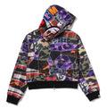 A BATHING APE Ladies' CRAZY PATCH BOXY CROPPED SHARK FULL ZIP HOODIE
