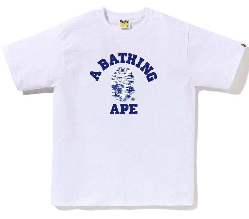 A BATHING APE PALM TREE CAMO COLLEGE TEE