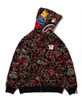 A BATHING APE BAPE x 88RISING GLOW IN THE DARK CAMO SHARK FULL ZIP HOODIE