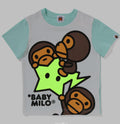 A BATHING APE BAPE KIDS BABY MILO STA GLOW IN THE DARK PANEL PRINT TEE