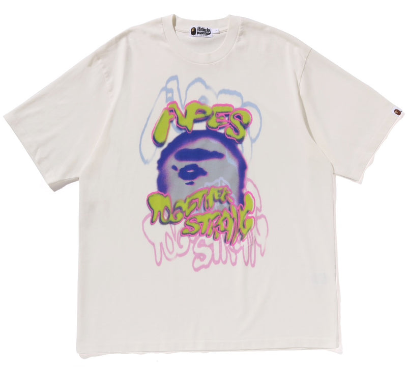 A BATHING APE HEAVY WASHED LOGO RELAXED FIT TEE