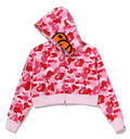 A BATHING APE Ladies' ABC CAMO BABY LISA CROPPED FULL ZIP HOODIE
