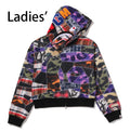A BATHING APE Ladies' CRAZY PATCH BOXY CROPPED SHARK FULL ZIP HOODIE