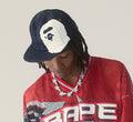 A BATHING APE APE HEAD DENIM PANEL CAP