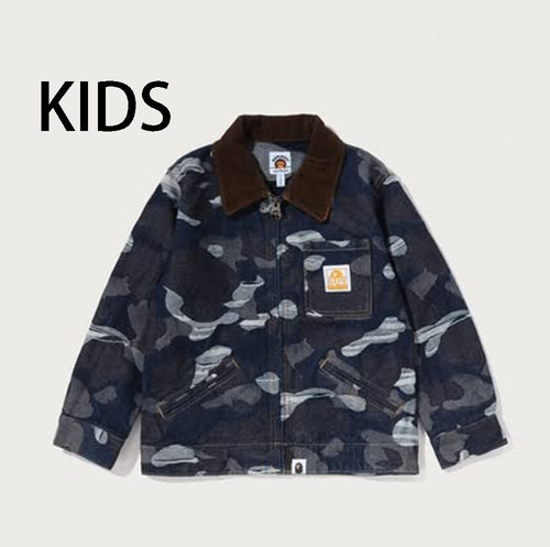 A BATHING APE BAPE KIDS CAMO JACQUARD DENIM JACKET