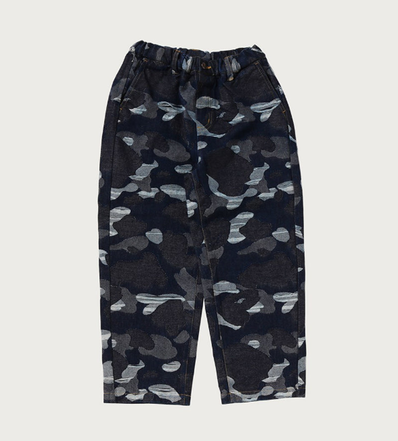 A BATHING APE BAPE KIDS CAMO JACQUARD DENIM PANTS