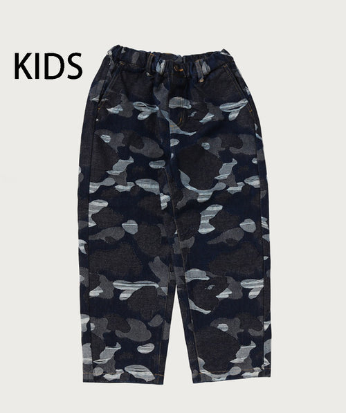 A BATHING APE BAPE KIDS CAMO JACQUARD DENIM PANTS