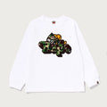 A BATHING APE BAPE KIDS ABC CAMO SHARK MILO ON BAPE L/S TEE