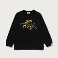 A BATHING APE BAPE KIDS ABC CAMO SHARK MILO ON BAPE L/S TEE