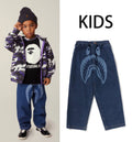 A BATHING APE BAPE KIDS SHARK 10 OZ DENIM PANTS
