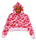 A BATHING APE Ladies' ABC CAMO BABY LISA CROPPED FULL ZIP HOODIE