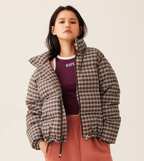 A BATHING APE Ladies' CHECK DOWN JACKET