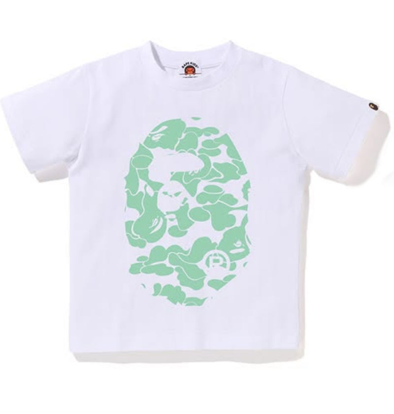 A BATHING APE BAPE KIDS GLOW IN THE DARK CAMO NIG APE HEAD TEE