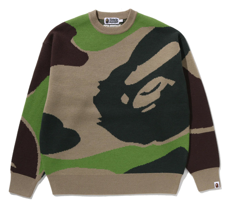 A BATHING APE MEGA ABC CAMO KNIT CREWNECK SWEATSHIRT