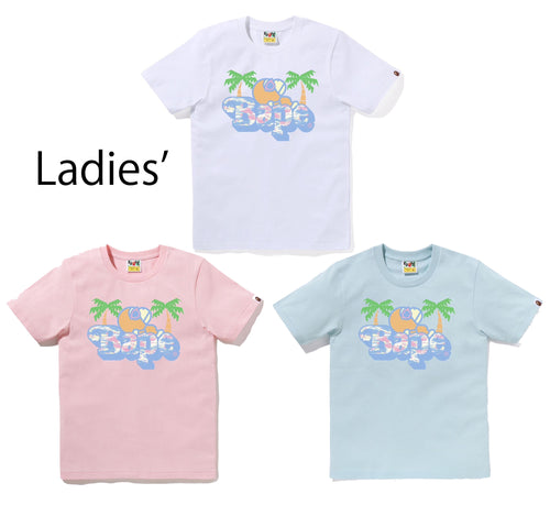 A BATHING APE Ladies' PLAM TREE PATTERN MILO ON BAPE TEE