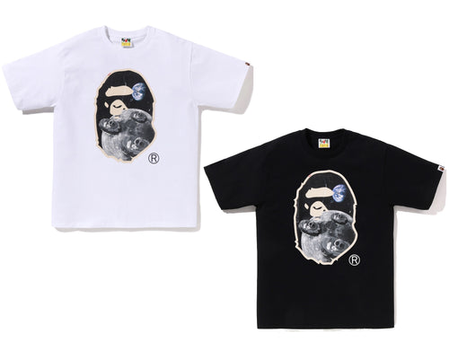 A BATHING APE MOON APE HEAD OLD PHOTO TEE