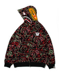 A BATHING APE BAPE x 88RISING GLOW IN THE DARK CAMO SHARK FULL ZIP HOODIE