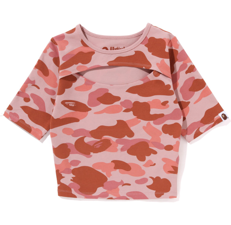 A BATHING APE Ladies' 1ST CAMO CUT OUT TEE