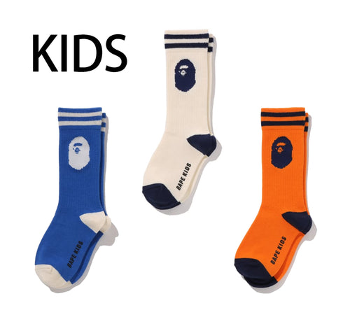 A BATHING APE BAPE KIDS APE HEAD RIB SOCKS
