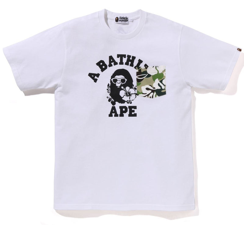 A BATHING APE ABC RESORT CAMO POCKET COLLEGE TEE