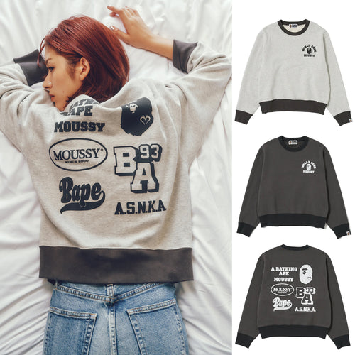 A BATHING APE Ladies' BAPE x MOUSSY RELAXED FIT CREWNECK