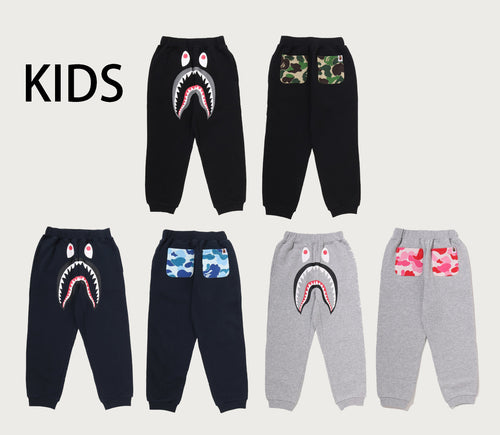 A BATHING APE BAPE KIDS ABC CAMO POCKET SHARK SWEAT JOGGER PANTS