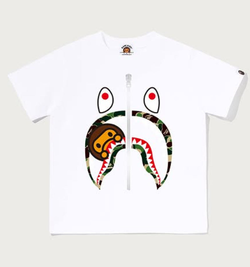 A BATHING APE BAPE KIDS ABC CAMO MILO SHARK TEE