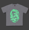 A BATHING APE BAPE KIDS GLOW IN THE DARK CAMO NIG APE HEAD TEE