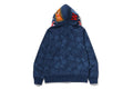 A BATHING APE JAPANESE INDIGO ART CAMO DOUBLE TIGER SHARK FULL ZIP HOODIE