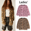 A BATHING APE Ladies' WILD LEOPARD PATTERN SHAGGY KNIT CARDIGAN