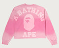 A BATHING APE Ladies' COLLEGE BOXY CROPPED LS TEE