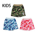 A BATHING APE BAPE KIDS ABC CAMO COLLEGE SWEAT SHORTS