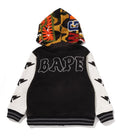 A BATHING APE BAPE KIDS 1ST CAMO SHARK HOODIE PRINT SWEAT VARSITY JACKET - happyjagabee store