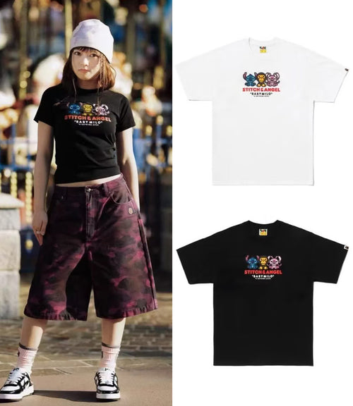 A BATHING APE BAPE x DISNEY STITCH AND ANGEL BABY MILO TEE