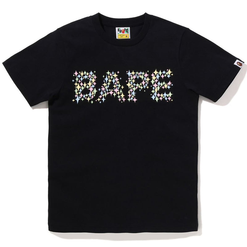 A BATHING APE Ladies' BLING STAR GLITTER BAPE LOGO TEE