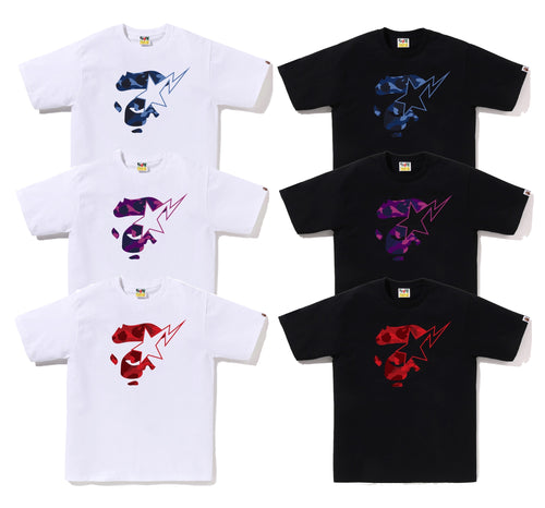 A BATHING APE COLOR CAMO APE FACE STA TEE