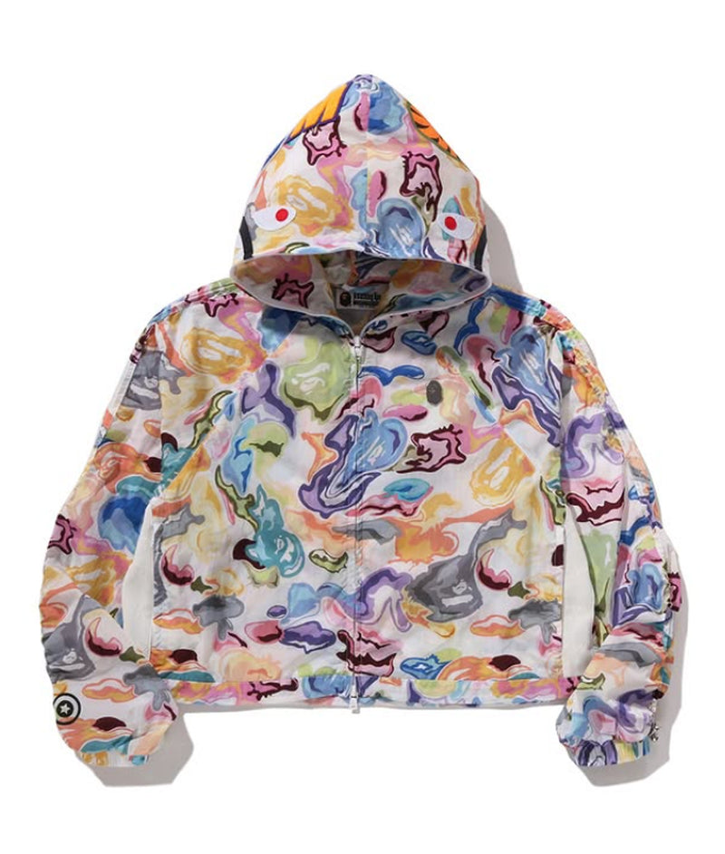 A BATHING APE Ladies' ART CAMO SHARK FULL ZIP HOODIE JACKET