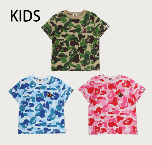 A BATHING APE BAPE KIDS ABC CAMO APE & MILO ONE POINT TEE