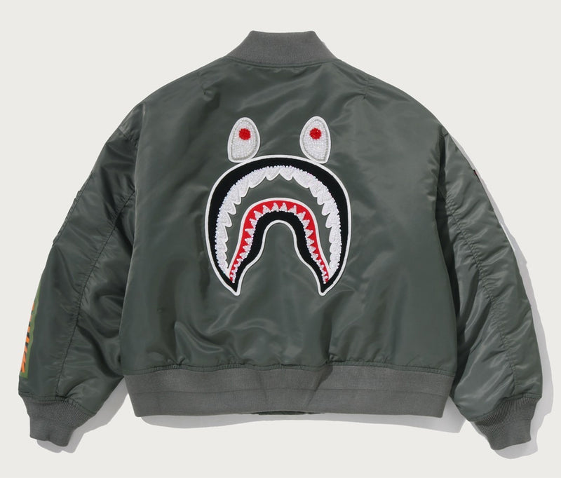 A BATHING APE Ladies' OVERSIZED SHARK MA-1 JACKET