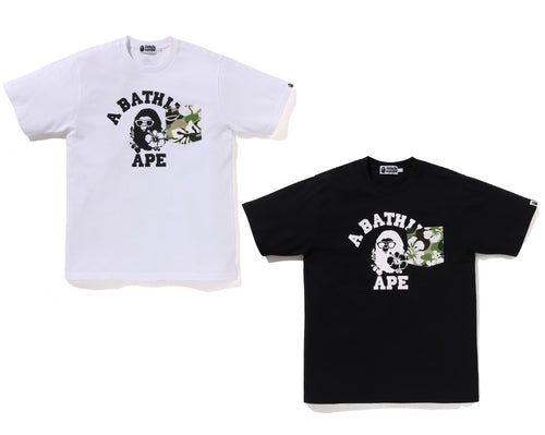A BATHING APE ABC RESORT CAMO POCKET COLLEGE TEE