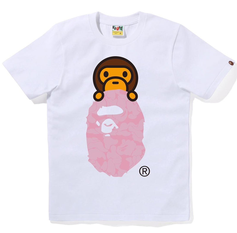 A BATHING APE Ladies' SOLID CAMO MILO ON APE HEAD TEE