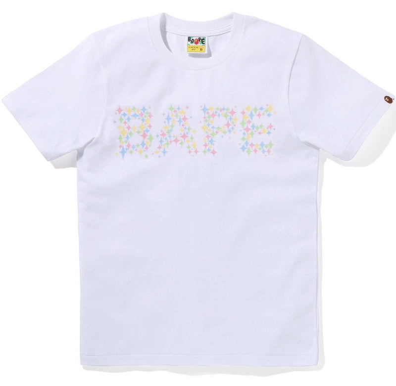 A BATHING APE Ladies' BLING STAR GLITTER BAPE LOGO TEE