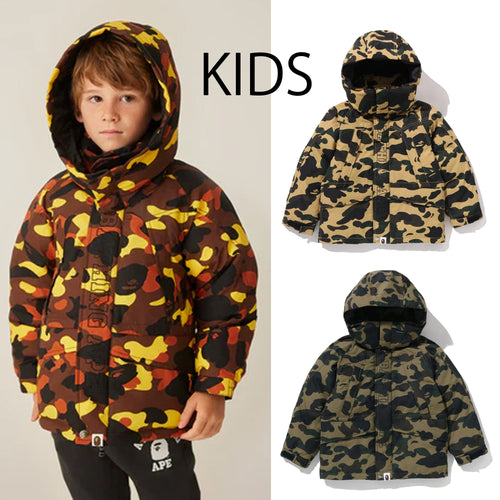 A BATHING APE BAPE KIDS 1ST CAMO SNOWBOARD DOWN JACKET