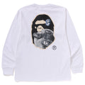 A BATHING APE MOON APE HEAD OLD PHOTO L/S TEE