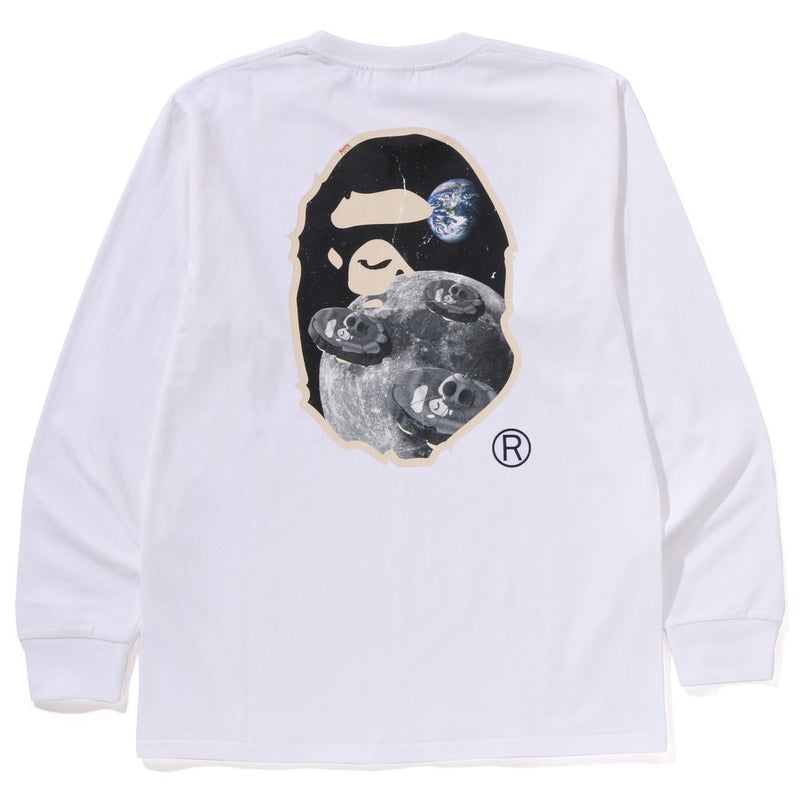 A BATHING APE MOON APE HEAD OLD PHOTO L/S TEE