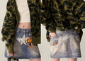 A BATHING APE Ladies' FAKE PRINT MULTI LOGO DENIM SKIRT - happyjagabee store