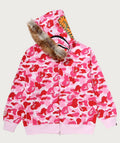 A BATHING APE ABC CAMO FUR HOOD SHARK RELAXED FIT FULL ZIP HOODIE