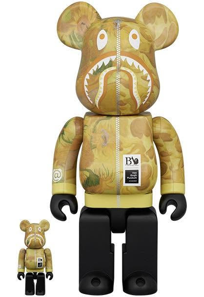 A BATHING APE BAPE x MEDICOM TOY VGH SUNFLOWER SHARK BE@RBRICK 100%&400% SET