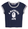 A BATHING APE Ladies' COLLEGE CROPPED TRIM TEE